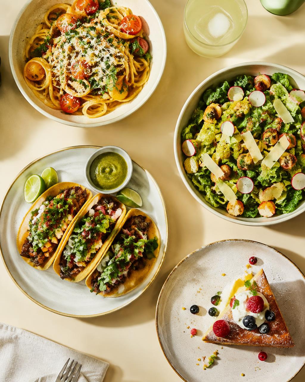 Colorful restaurant dishes